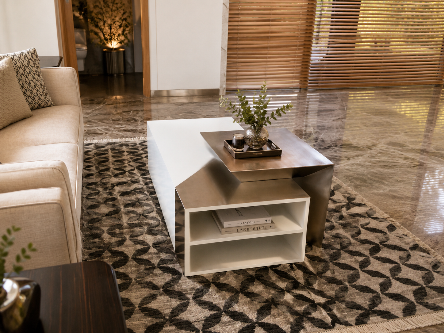Modern Sofa and Coffee Table Setup