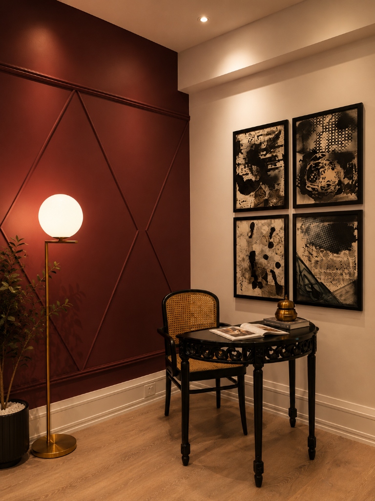 Corner Table with Modern Art