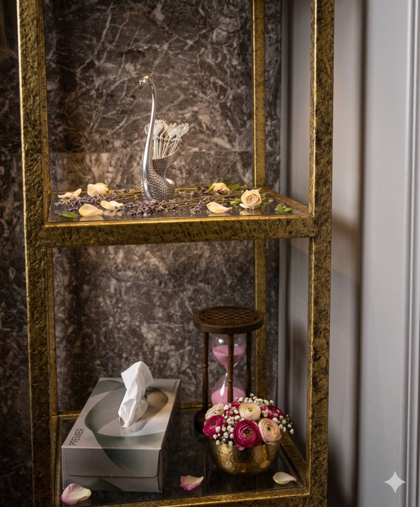 Luxury Gold Shelf with Decor