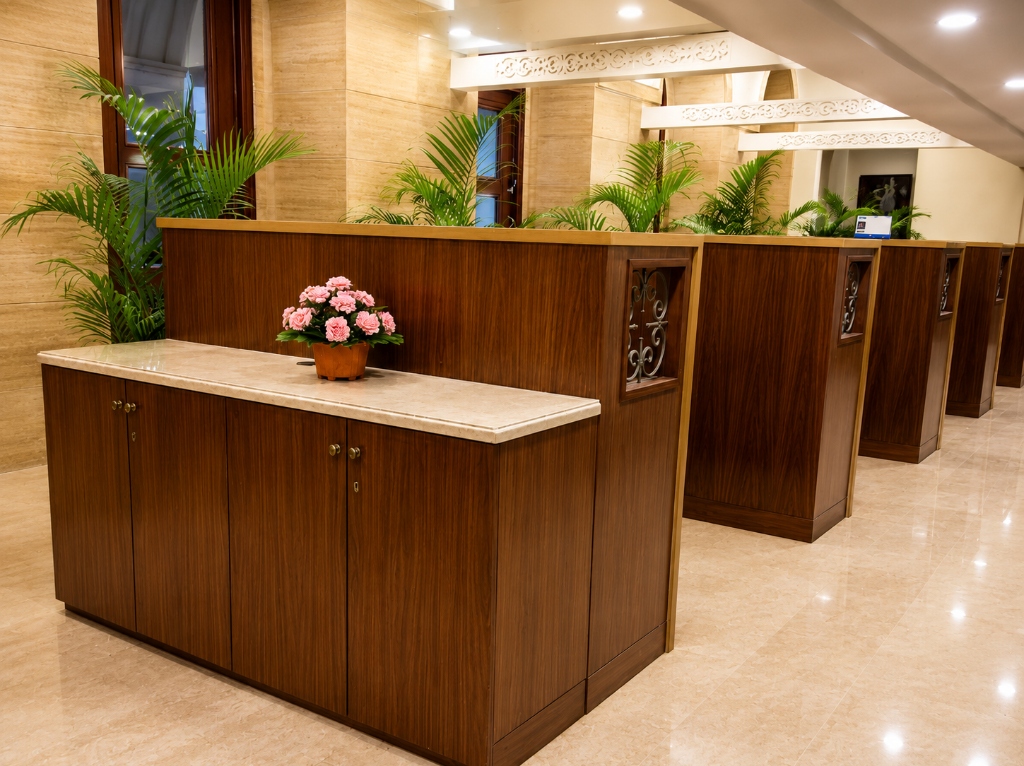 Wooden Storage Counter Design
