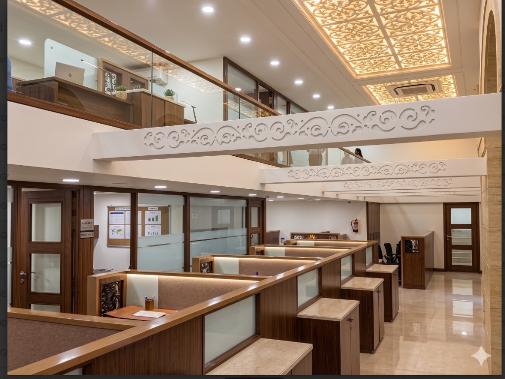 Two-Level Office with Illuminated Ceiling